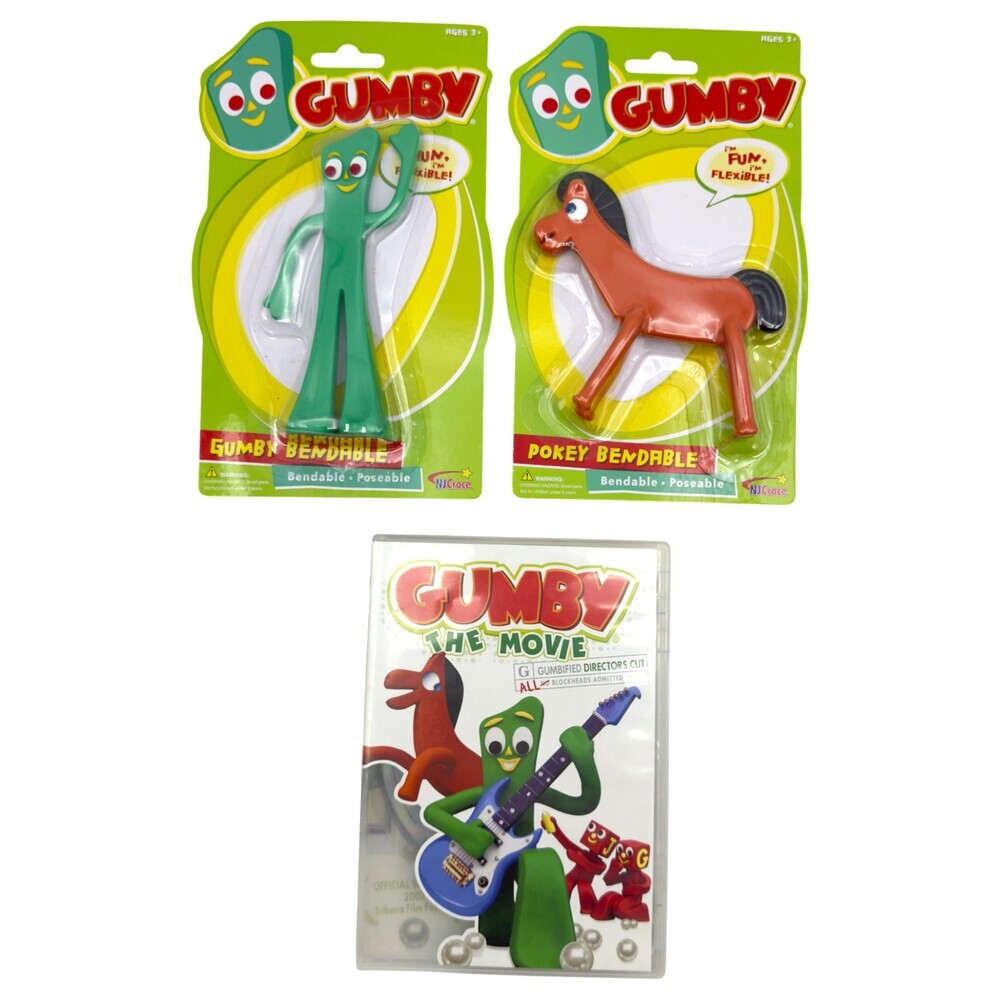 Gumby Pokey Figure with Movie Bendable Claymation Kids TV New Except Movie